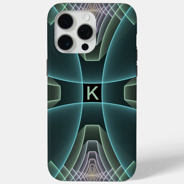 Coques Case-Mate iPhone Monogramme graphique d'art fractal géométrique sar (Verso)