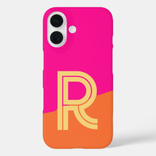 Coque Pour iPhone 16 Monogramme Gras Rose Orange Chaud