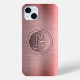 Coque Case-Mate iPhone Monogramme Gravé Acier Rose Métallisé