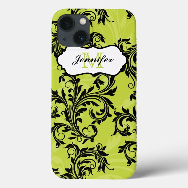 Coques Case-Mate iPhone Monogramme Green Black Scrolls Swirls iPad 2/3/4 (Verso)