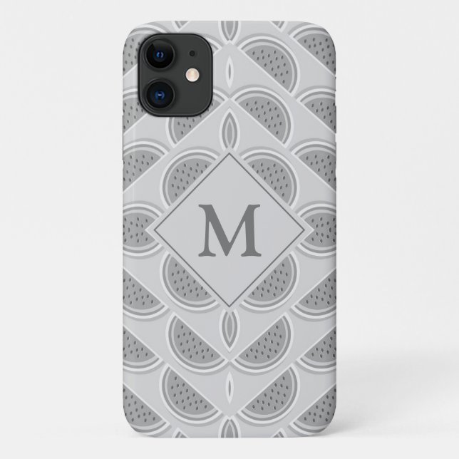 Coques Case-Mate iPhone Monogramme gris argent pastèque (Dos)