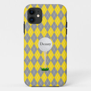 Coques Pour iPhone Monogramme gris jaune Jacquard blanc iPhone 5 Coqu