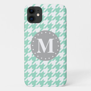 Case-Mate iPhone Case Monogramme gris Motif de Mint Houndstooth