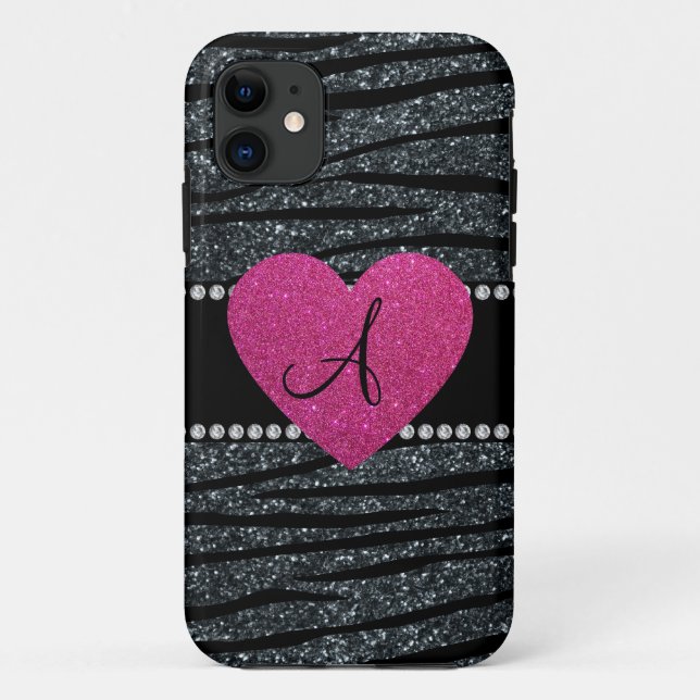 Coques Case-Mate iPhone Monogramme Gris parties scintillant zèbre rayures  (Dos)