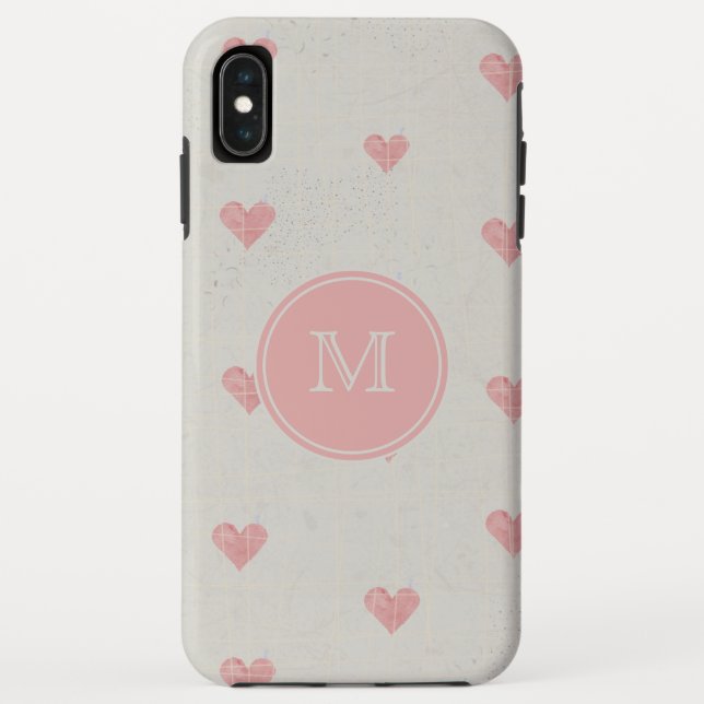 Coques Case-Mate iPhone Monogramme Grunge Pink Hearts Motif (Dos)