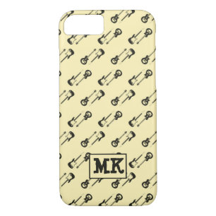 Case-Mate iPhone Case Monogramme Guitares électriques Musique Brown et b