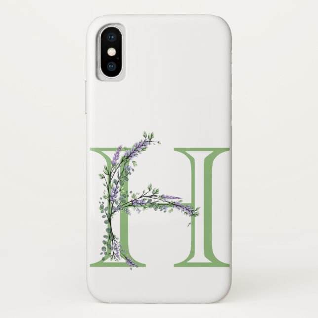 Coques Case-Mate iPhone Monogramme H Lavande Eucalyptus (Dos)