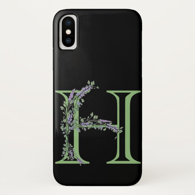 Coques Case-Mate iPhone Monogramme H Lavande Eucalyptus (Dos)