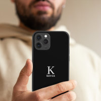 Monogramme homme nom personnalisé simple noir 