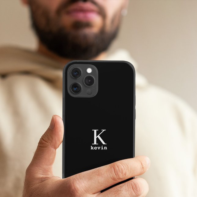 Coques Case-Mate iPhone Monogramme homme nom personnalisé simple noir  (Créateur téléchargé)