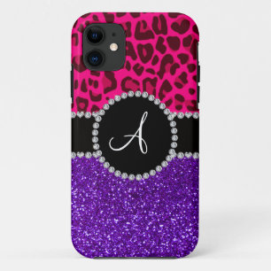 Coque Case-Mate iPhone Monogramme indigo violet parties scintillant néon