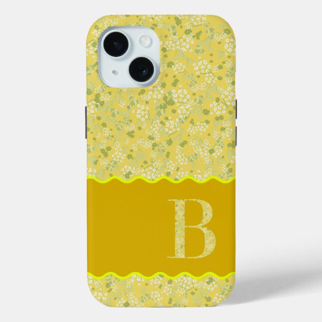 COQUES Case-Mate iPhone MONOGRAMME INITIAL B JAUNE PETITES FLEURS (Verso)