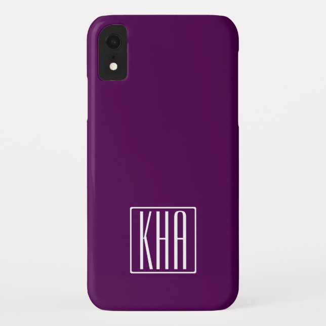 Coques Case-Mate iPhone Monogramme initial | Blanc Sur Violet Profond (Dos)