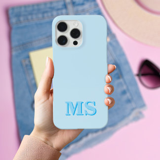 Coque Pour iPhone 16 Monogramme initial bleu minimaliste moderne