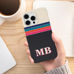 Coque Case-Mate iPhone Monogramme initial de bande rétro minimaliste<br><div class="desc">Étui téléphonique minimaliste Retro Stripe Initial Monogramme. Créez votre propre coque iphone personnalisé avec un nom initial personnalisé.</div>