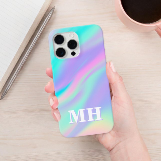 Coques Case-Mate iPhone Monogramme initial de Faux Iridescente (Créateur téléchargé)