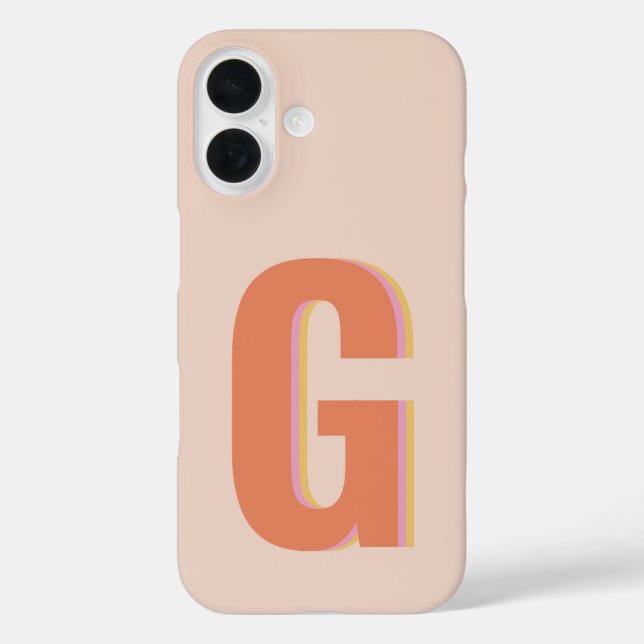 Coques Case-Mate iPhone Monogramme initial de la typographie rétro-floue e (Verso)