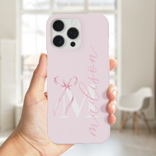 Coque iPhone 16 Pro Max Monogramme initial d'une botte rose moderne