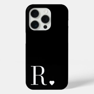 Coque Case-Mate iPhone Monogramme initial élégant noir et blanc