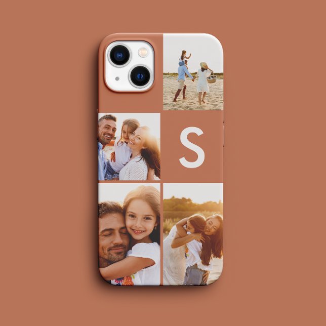 Coques Case-Mate iPhone Monogramme initial en terre cuite en collage photo (Créateur téléchargé)
