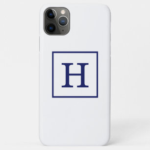 Case-Mate iPhone Case Monogramme initial encadré bleu marine blanc