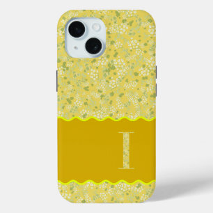 COQUE Case-Mate iPhone MONOGRAMME INITIAL I JAUNE PETITES FLEURS