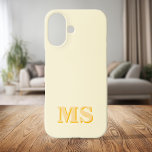 Coque Pour iPhone 16 Monogramme initial jaune minimaliste moderne<br><div class="desc">Créez votre propre coque iphone personnalisé avec un nom initial personnalisé dans la typographie minimaliste moderne. Disponible en plusieurs couleurs et styles.</div>