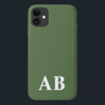 Case-Mate iPhone Case Monogramme initial minimal vert moderne<br><div class="desc">Ce design élégant de boîtier de téléphone présente un design moderne simple en vert et blanc. Faites l'un d'un étui téléphonique gentil avec l'initiale et le nom personnalisés. Ce sera un cadeau unique et cool pour quelqu'un de spécial ou vous-même. Si vous souhaitez modifier les polices ou la position, cliquez...</div>