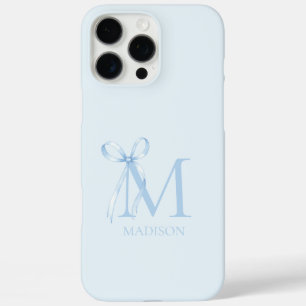 Coque iPhone 16 Pro Max Monogramme initial minimaliste de la cale bleue
