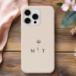 Coque Case-Mate iPhone Monogramme initial minimaliste moderne<br><div class="desc">Étui téléphonique minimaliste Moderne Initiale Monogramme. Créez votre propre coque iphone personnalisé avec un nom initial personnalisé et un dessin simple à motifs floraux mignons.</div>