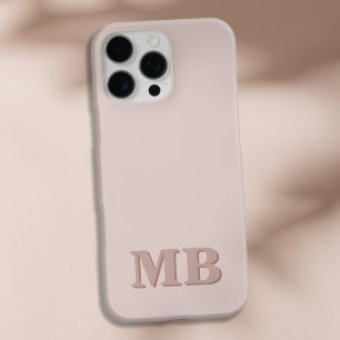 Coque iPhone 16 Pro Max Monogramme initial minimaliste moderne rose beige