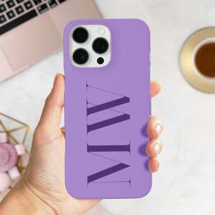 Coque iPhone 16 Pro Max Monogramme initial minimaliste moderne violet