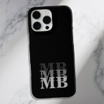 Coque iPhone 16 Pro Max Monogramme initial minimaliste noir moderne<br><div class="desc">Noir Minimaliste Moderne Monogramme Téléphone Case. Créez votre propre coque iphone personnalisé avec un nom initial personnalisé.</div>