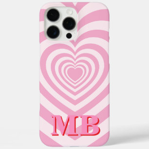Coque iPhone 16 Pro Max Monogramme initial minimaliste rose moderne