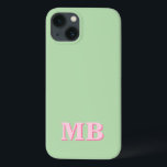 Case-Mate iPhone Case Monogramme initial minimaliste rose moderne<br><div class="desc">Boîtier Téléphonique Monogramme Moderne,  Vert Rose. Créez votre propre coque iphone personnalisé avec un nom initial personnalisé.</div>