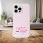 Coque Case-Mate iPhone Monogramme initial minimaliste rose moderne<br><div class="desc">Créez votre propre étui téléphonique personnalisé avec des initiales minimalistes modernes et un nom monographique de calligraphie de script. Disponible en différentes tailles de couleurs.</div>