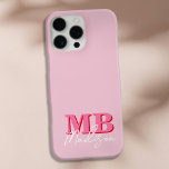 Coque Case-Mate iPhone Monogramme initial minimaliste rose moderne<br><div class="desc">Créez votre propre étui téléphonique personnalisé avec des initiales minimalistes modernes et un nom monographique de calligraphie de script. Disponible en différentes tailles de couleurs.</div>