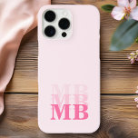 Coque iPhone 16 Pro Max Monogramme initial minimaliste rose moderne<br><div class="desc">Boîtier Téléphonique Monogramme Moderne Rose Minimaliste. Créez votre propre coque iphone personnalisé avec un nom initial personnalisé.</div>