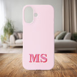 Coque Pour iPhone 16 Monogramme initial minimaliste rose moderne<br><div class="desc">Créez votre propre coque iphone personnalisé avec un nom initial personnalisé dans la typographie minimaliste moderne. Disponible en plusieurs couleurs et styles.</div>