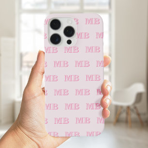 Coque iPhone 16 Pro Max Monogramme initial minimaliste rose moderne