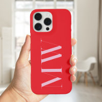 Monogramme initial minimaliste rose rouge moderne
