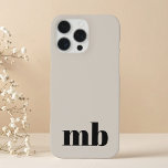 Coque iPhone 16 Pro Max Monogramme initial moderne minimaliste noir beige<br><div class="desc">Étui téléphonique minimaliste Moderne Initiale Monogramme. Créez votre propre coque iphone personnalisé avec un nom initial personnalisé.</div>