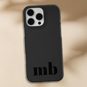Coque iPhone 16 Pro Max Monogramme initial moderne minimaliste noir mat