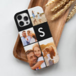 Case-Mate iPhone Case Monogramme initial noir de collage photo moderne<br><div class="desc">Un collage photo moderne noir design initial monogramme. Un design moderne multi photo design. Modifiez la couleur pour la customiser. Partie d'une collection.</div>