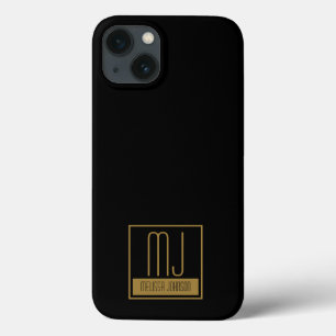 Case-Mate iPhone Case Monogramme initial noir et or moderne