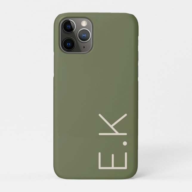 Coques Case-Mate iPhone Monogramme initial personnalisé minimal vert Terre (Dos)