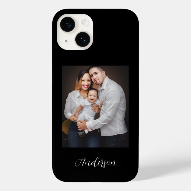 Coques Case-Mate iPhone Monogramme initial photo noir moderne (Verso)