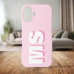 Coque Pour iPhone 16 Monogramme initial rose moderne<br><div class="desc">Créez votre propre coque iphone personnalisé avec un nom initial personnalisé dans la typographie moderne. Disponible en plusieurs couleurs et styles.</div>