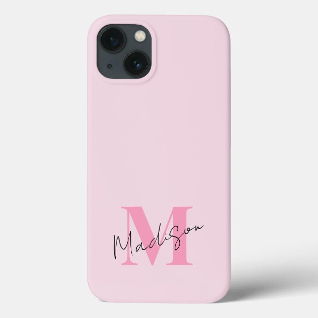 Coques Case-Mate iPhone Monogramme initial rose moderne minimal (Verso)