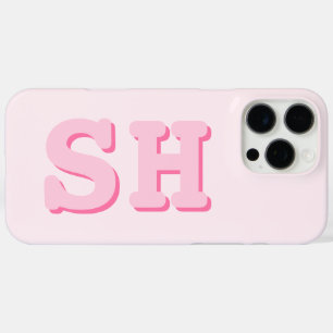 Coque iPhone 16 Pro Max Monogramme initial rose simple